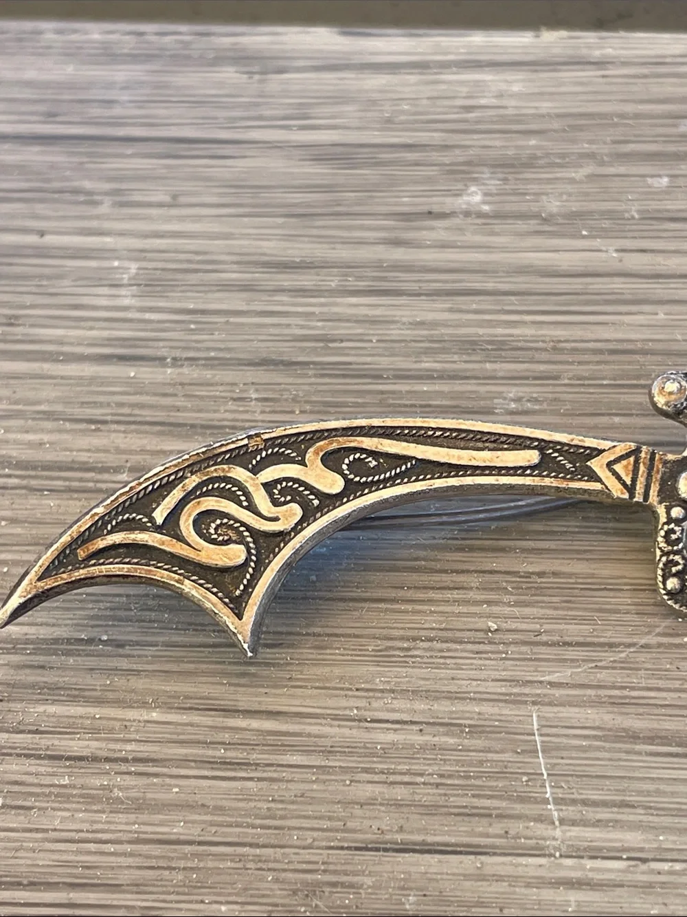 Spanish Decorative Dagger Pin in Metallic Tones